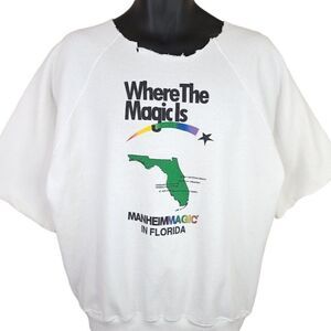 Manheim Florida Surfer Sweatshirt Vintage 90s Where The Magic Is Rainbow Mens